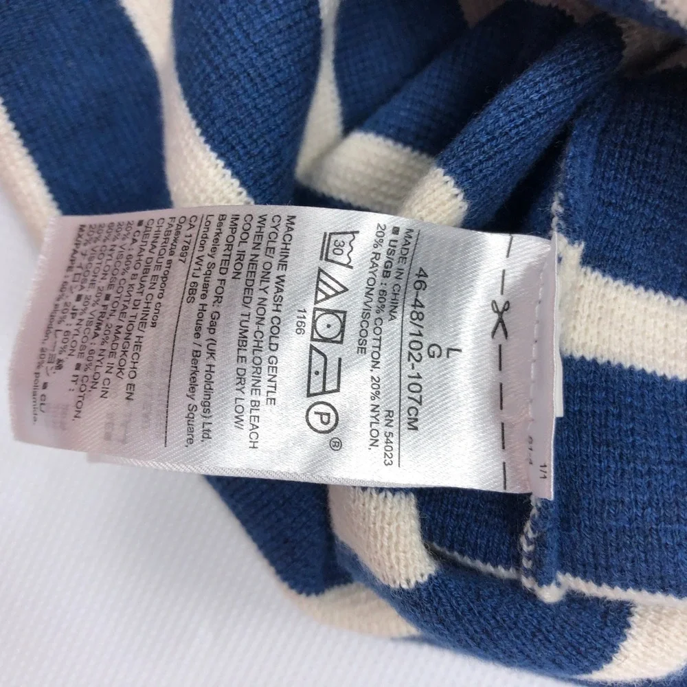 Banana Republic Mens Large Striped Crewneck Sweater Blue White Cotton Blend - Picture 5 of 8